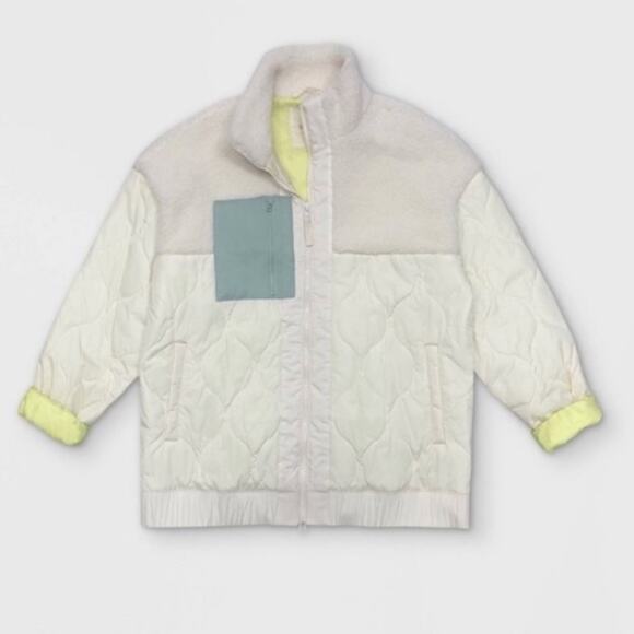 Universal Thread Jackets & Blazers - Universal Thread Women’s Cream Sherpa fuzzy full zip quilted Jacket NWT SZ XS